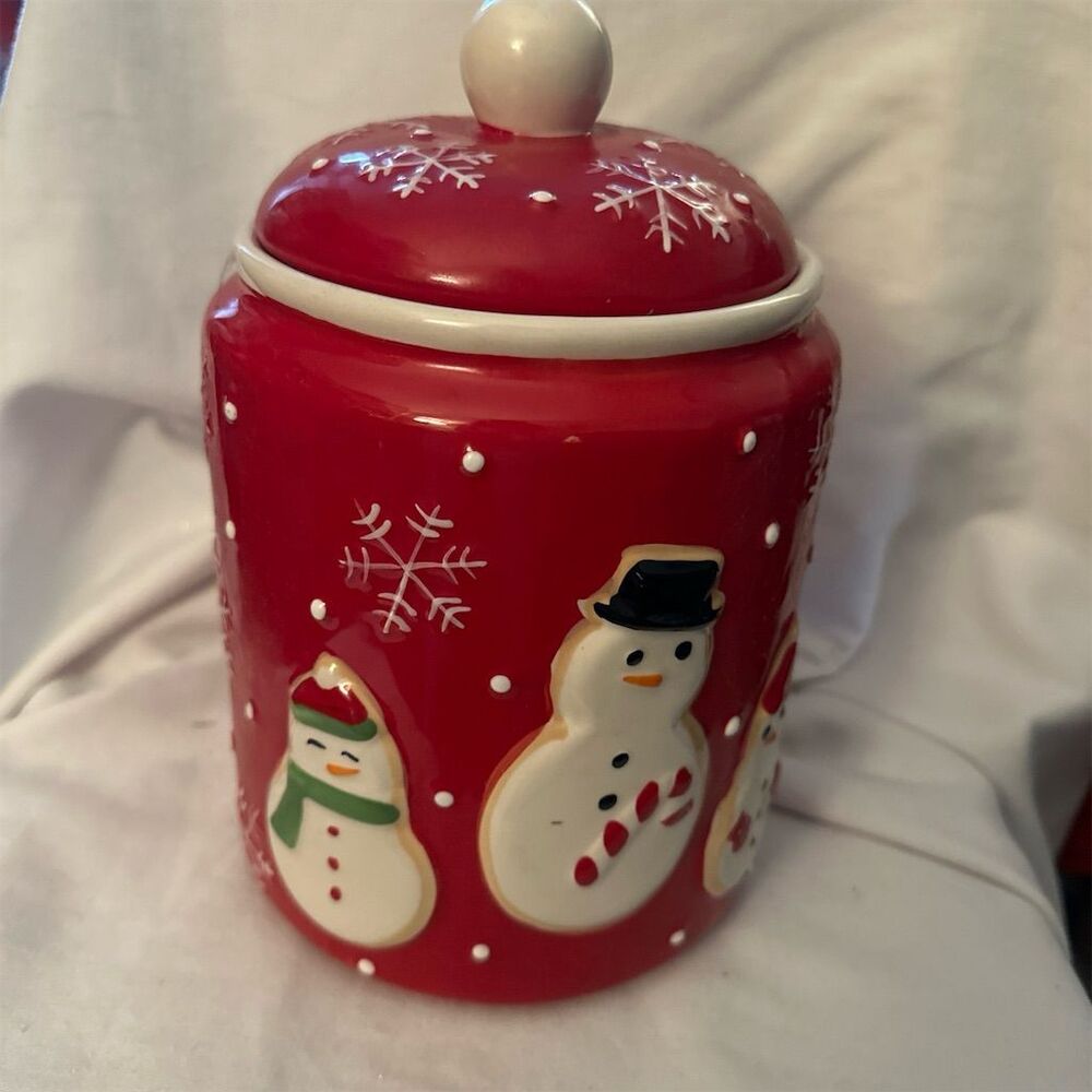 Vintage Hallmark Snowman Ceramic Christmas Cookie Jar Centerpiece - Picture 1 of 4
